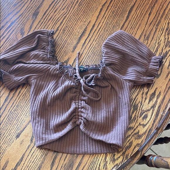 Fashion Nova Chocolate Puff Sleeve Blouse - Picture 4 of 4